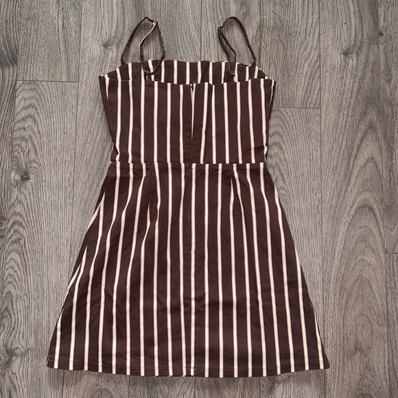 Reformation Westlake Stripe Mini Dress in Coffee Brown Size 2 - Picture 3 of 16